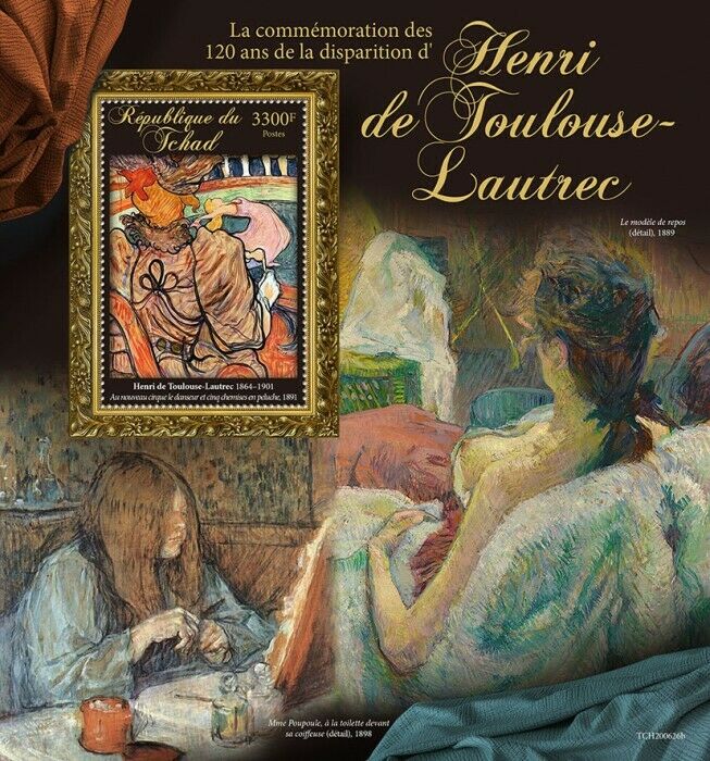 Chad 2020 MNH Art Stamps Henri de Toulouse-Lautrec Painter Paintings 1v S/S