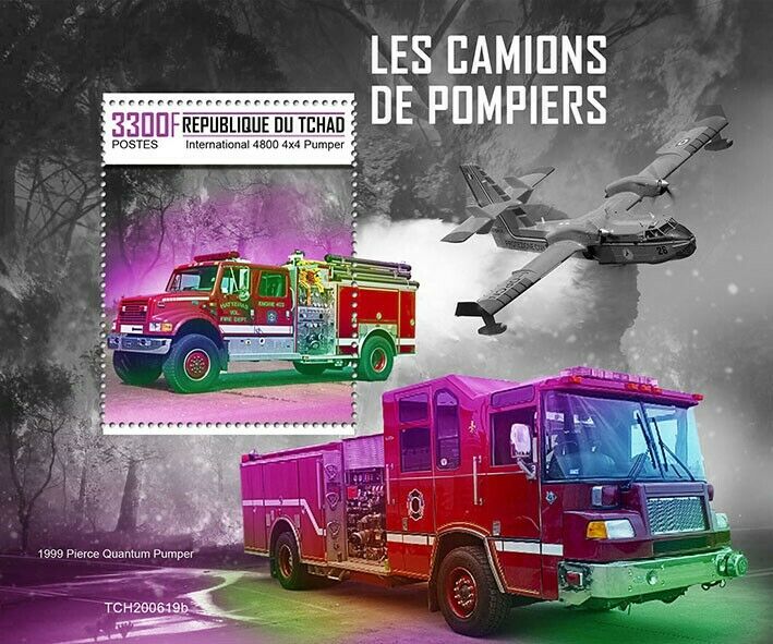 Chad 2020 MNH Fire Engines Stamps International 4800 Pumper Pierce Quantum 1v SS