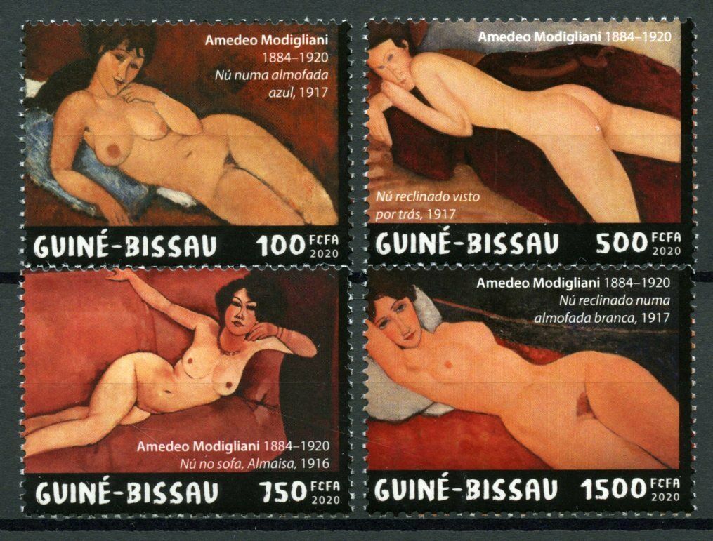 Guinea-Bissau 2020 MNH Art Stamps Amedeo Modigliani Nudes Nude Paintings 4v Set