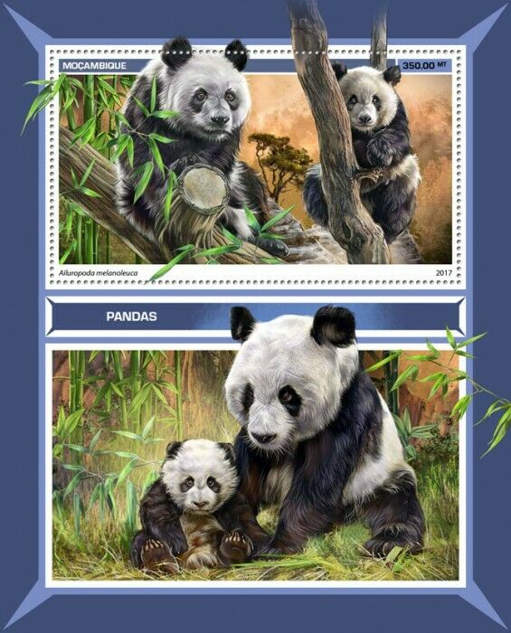 Mozambique Wild Animals Stamps 2017 MNH Pandas Giant Panda Bears 1v S/S