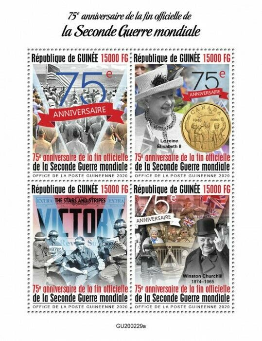 Guinea 2020 MNH Military Stamps End of WWII WW2 Winston Churchill 4v M/S