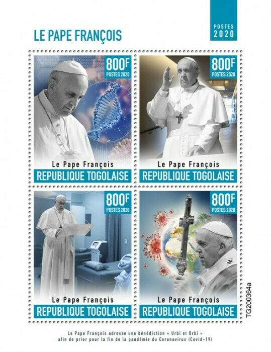Togo 2020 MNH Pope Francis Stamps Urbi et Orbi Corona Covid Covid-19 Medical People 4v M/S