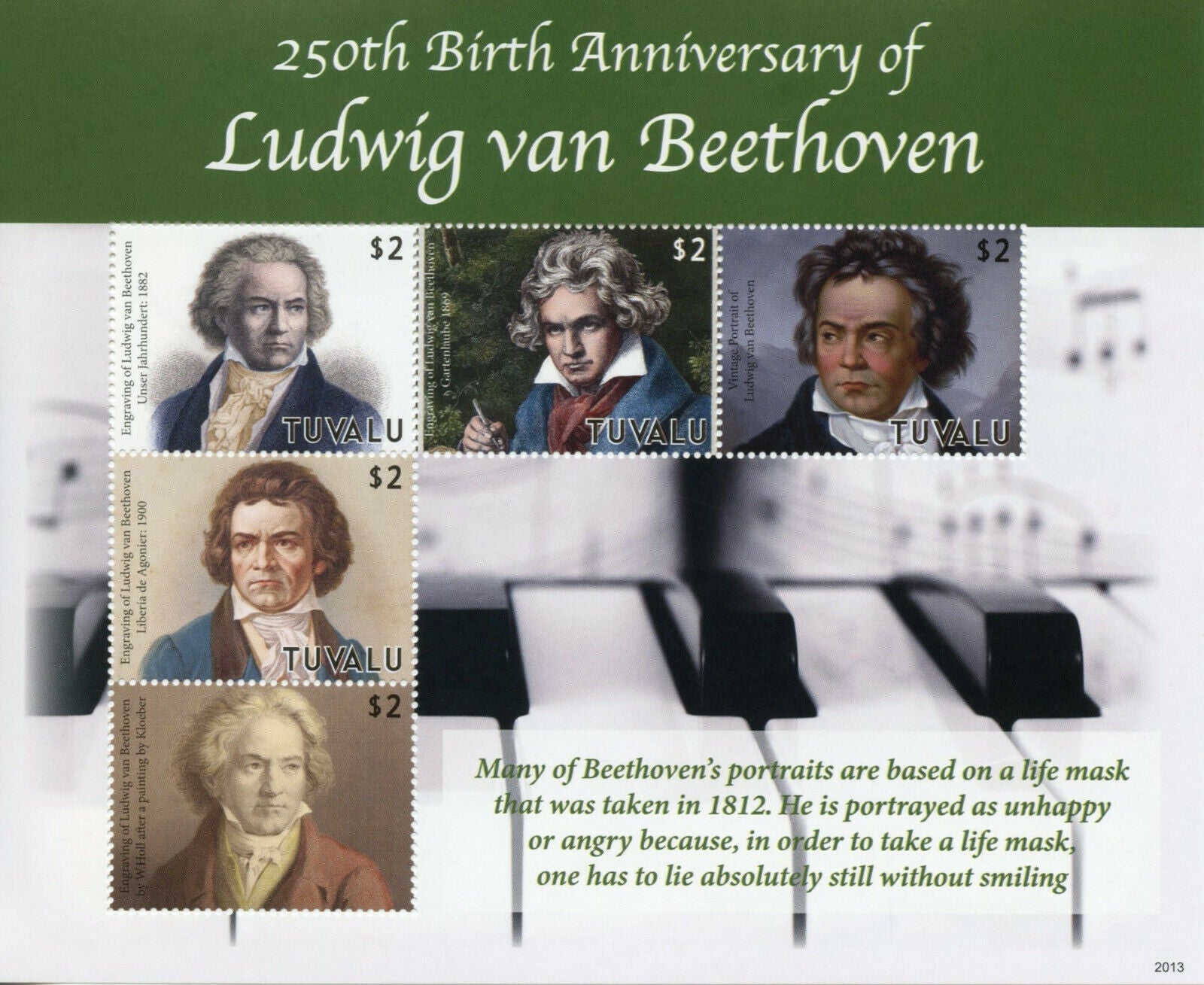 Tuvalu 2020 MNH Music Stamps Ludwig van Beethoven Composers People 5v M/S