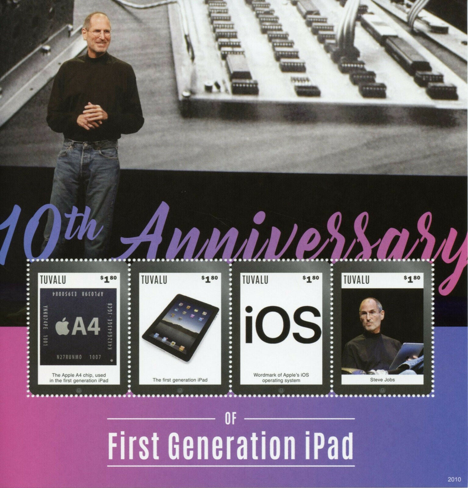 Tuvalu Technology Stamps 2020 MNH iPad First Generation Steve Jobs People 4v M/S