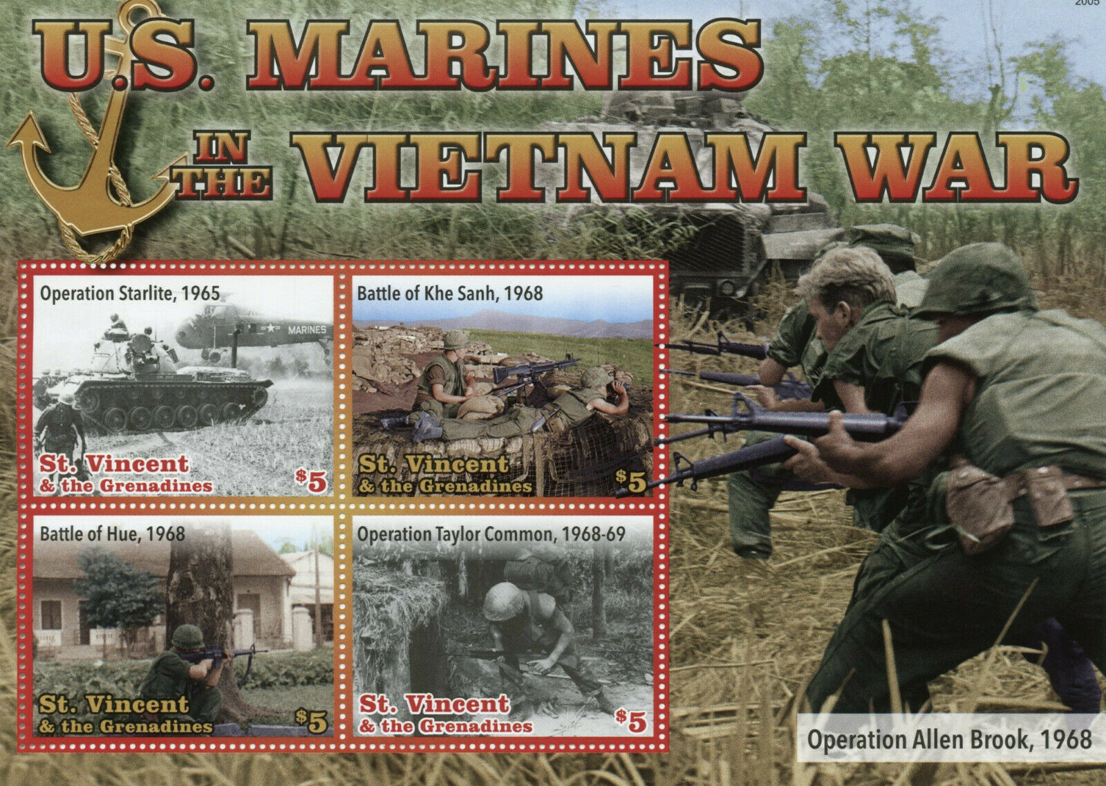 St Vincent & Grenadines 2020 MNH Military Stamps Vietnam War US Marines Tanks 4v M/S II