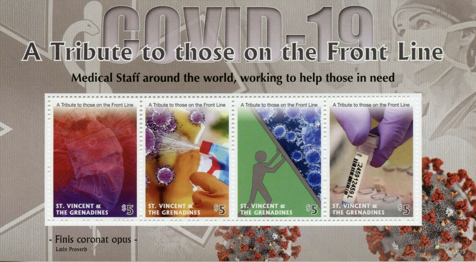 St Vincent & Grenadines 2020 MNH Medical Stamps Corona Tribute Front Line Covid Covid-19 4v M/S