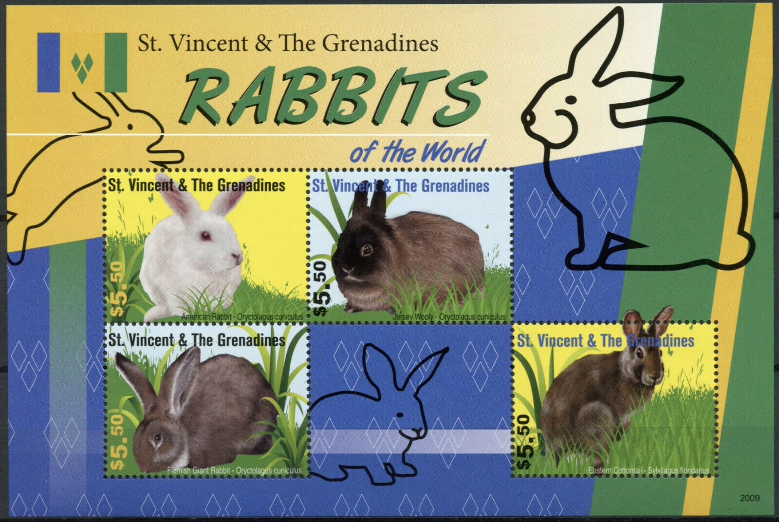 St Vincent & Grenadines 2020 MNH Domestic Animals Stamps Rabbits of World Rabbit 4v M/S