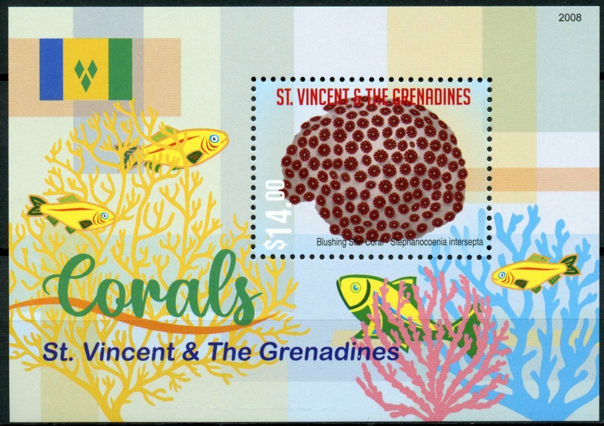 St Vincent & Grenadines Marine Animals Stamps 2020 MNH Corals Star Coral 1v S/S