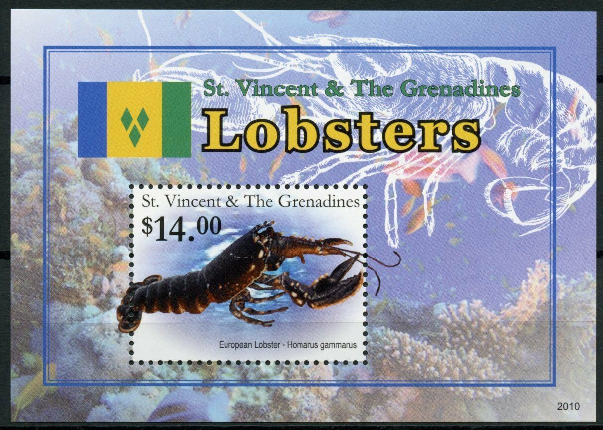 St Vincent & Grenadines Marine Animals Stamps 2020 MNH Lobsters Lobster 1v S/S