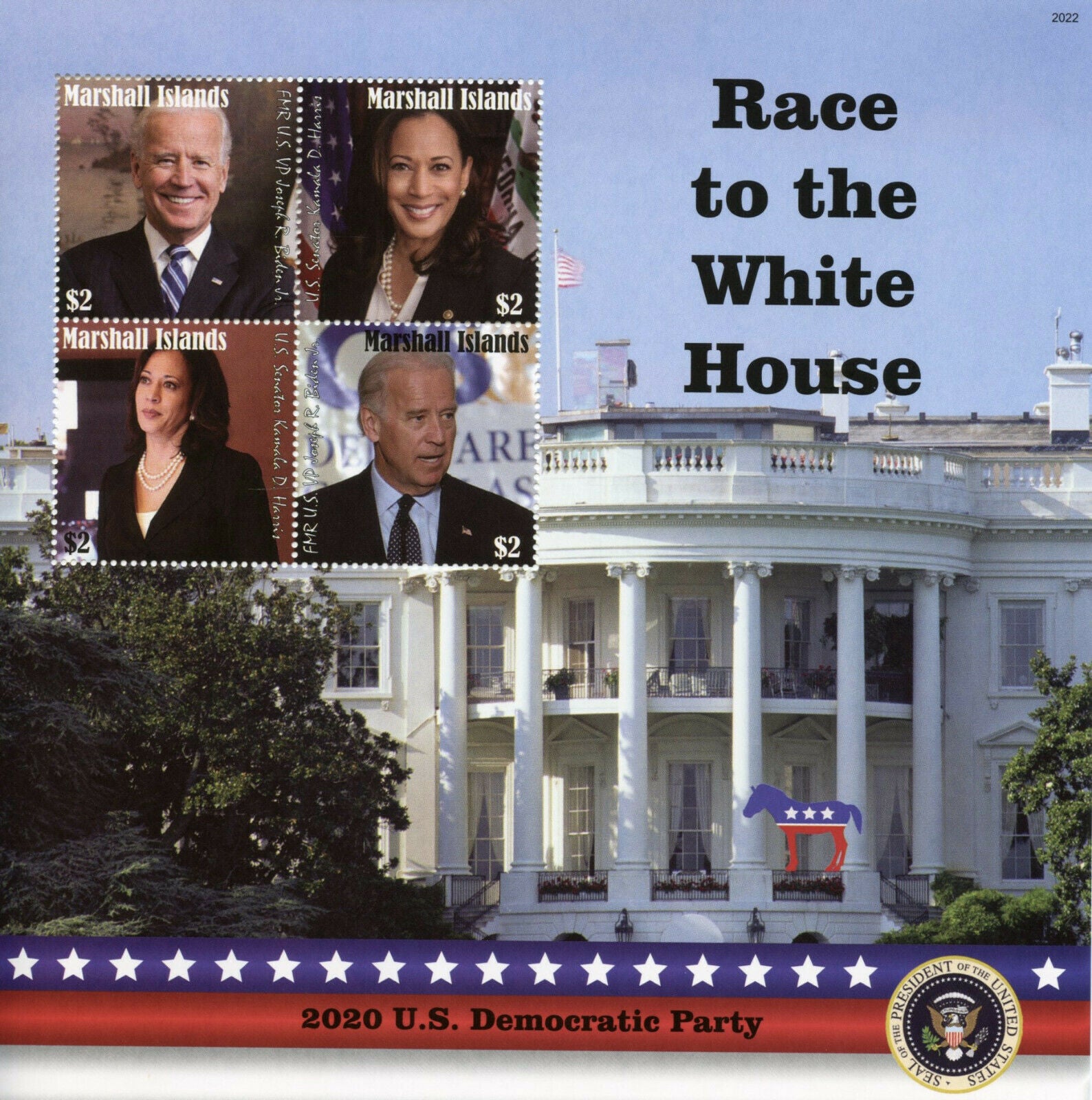 Marshall Isl US Presidents Stamps 2020 MNH Elections Joe Biden Harris 4v M/S III
