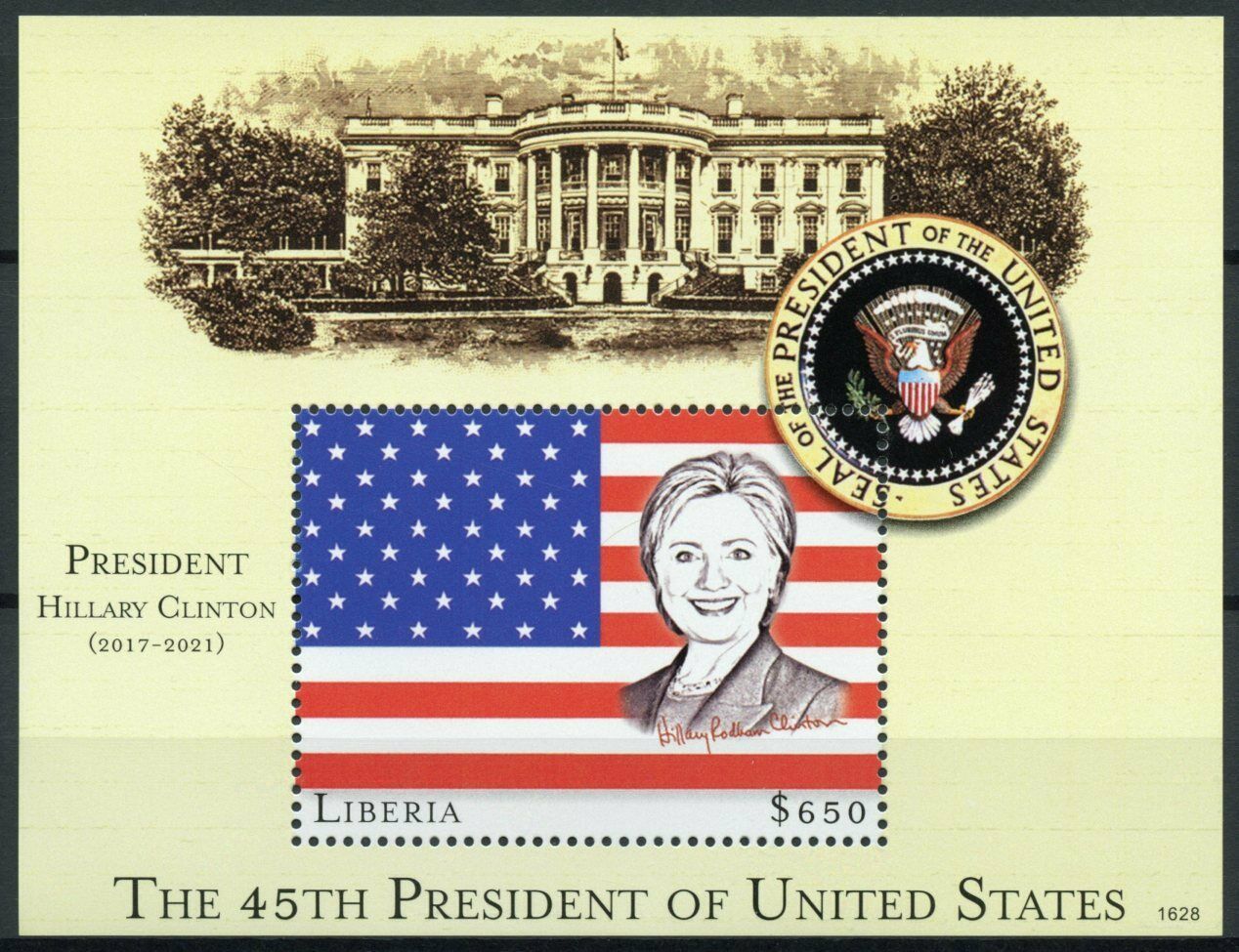 Liberia US Presidents Stamps 2016 MNH Hillary Clinton ERROR Famous People 1v S/S