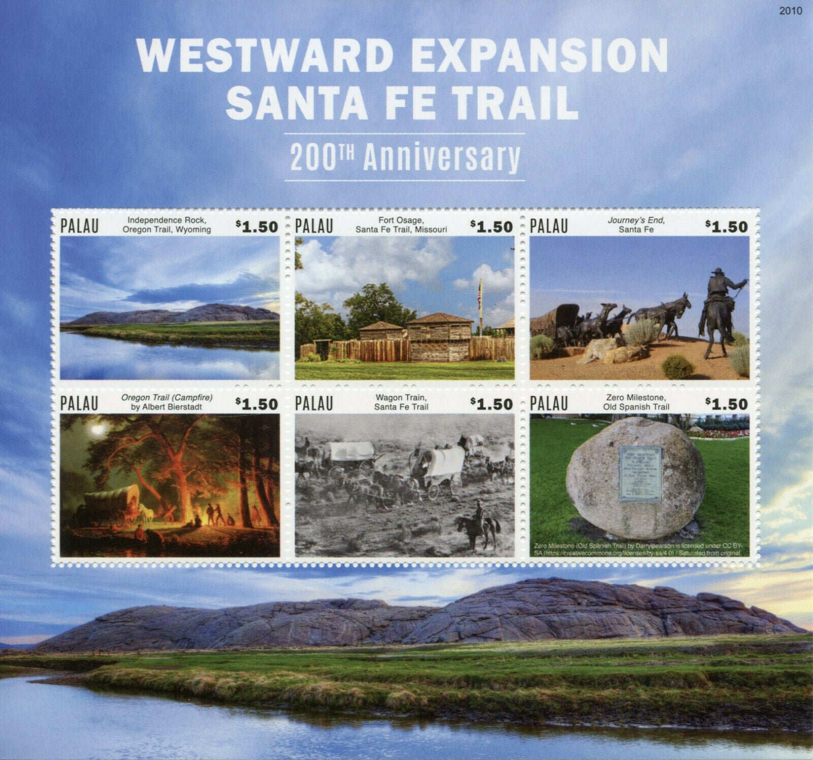 Palau Landscapes Stamps 2020 MNH Santa Fe Trail Westward Expansian Forts 6v M/S