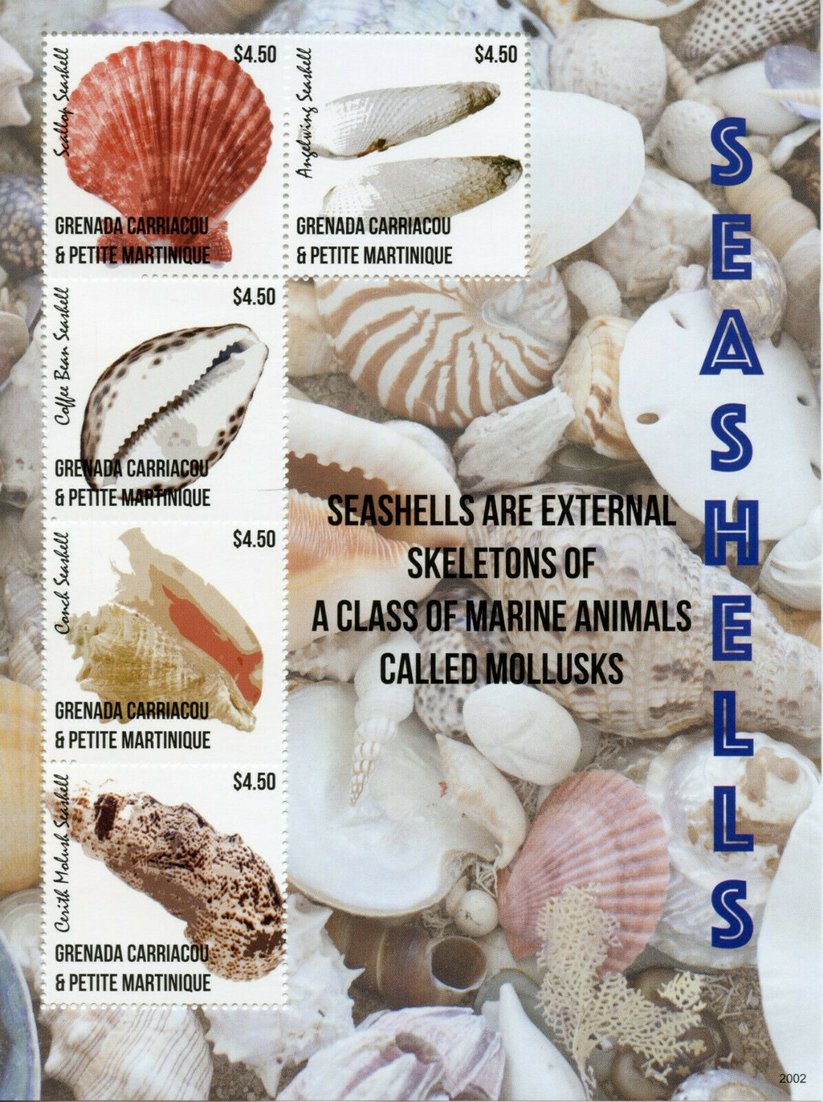 Grenada Grenadines 2020 MNH Seashells Stamps Conch Scallop Shells Nature 5v M/S