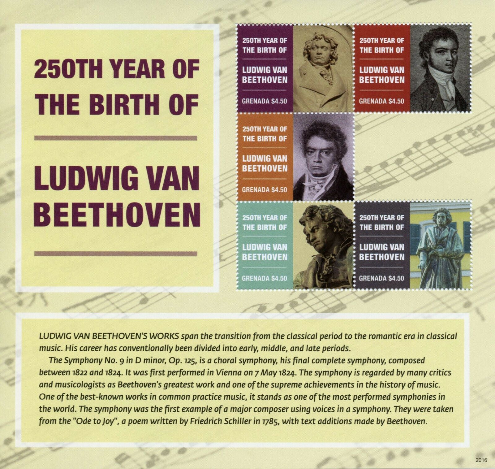 Grenada 2020 MNH Music Stamps Ludwig van Beethoven 250th Birth Anniv Composers 5v M/S