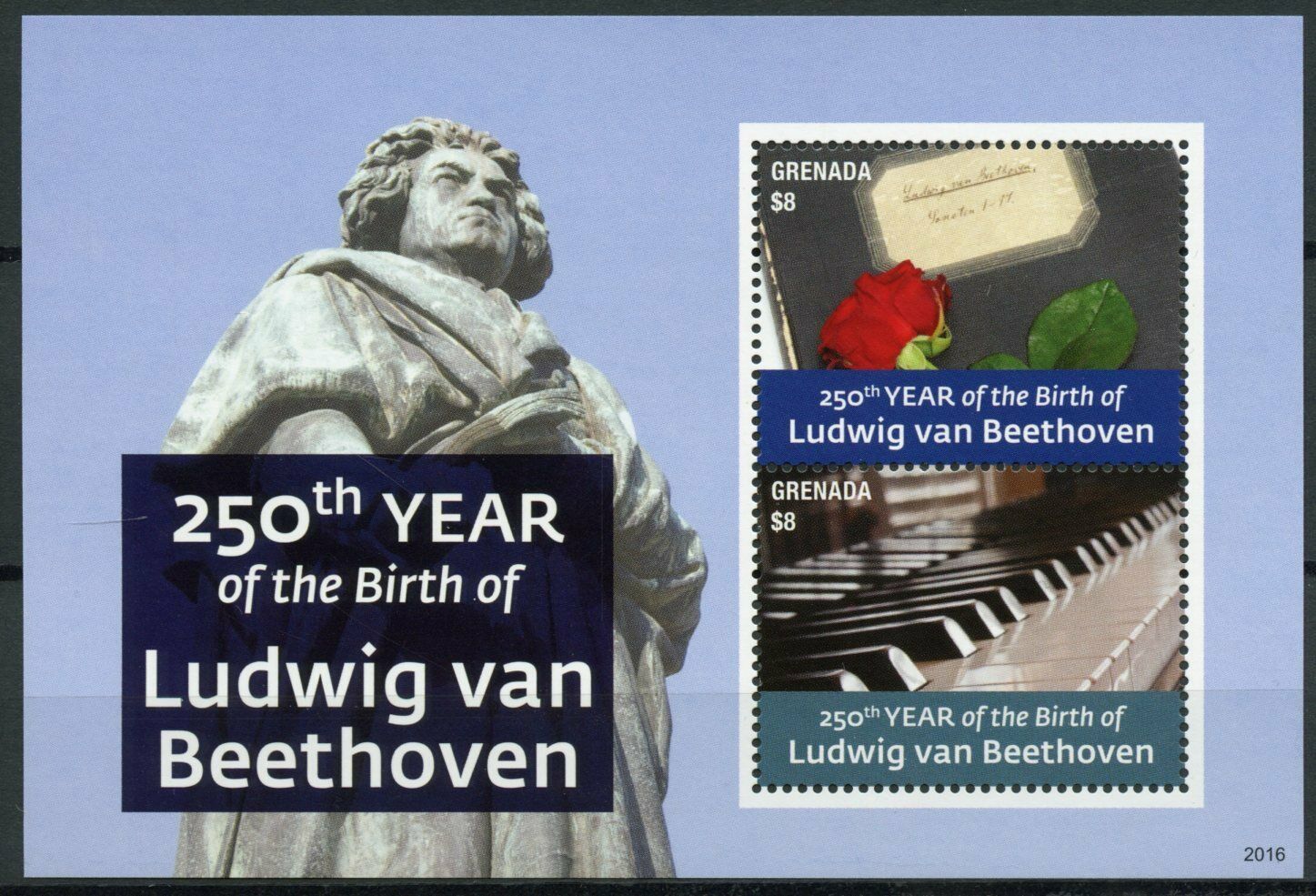 Grenada 2020 MNH Music Stamps Ludwig van Beethoven 250th Birth Anniv Composers 2v S/S