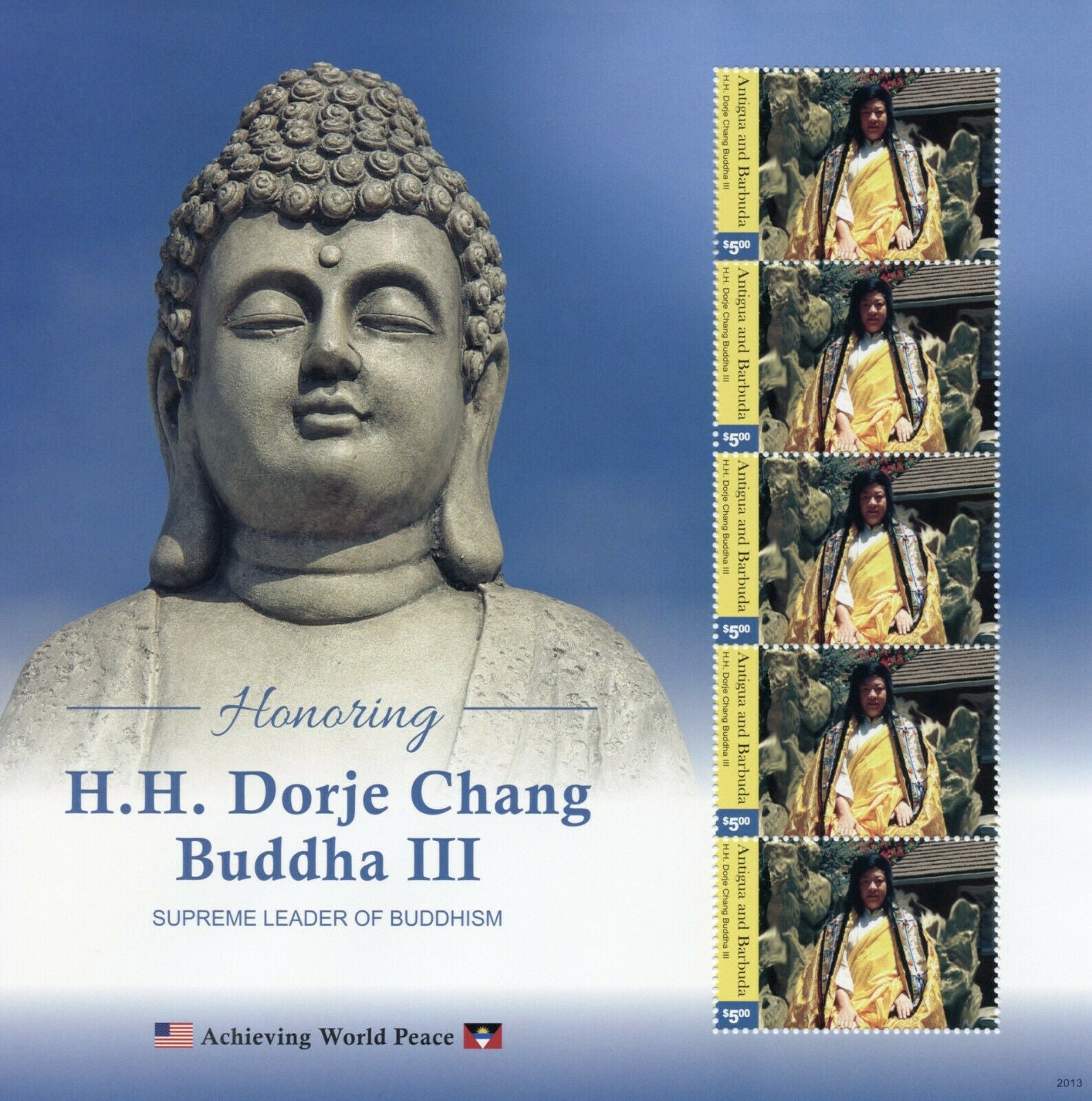 Antigua & Barbuda 2020 MNH Religion Stamps Dorje Chang Buddha III Buddhism 5v M/S