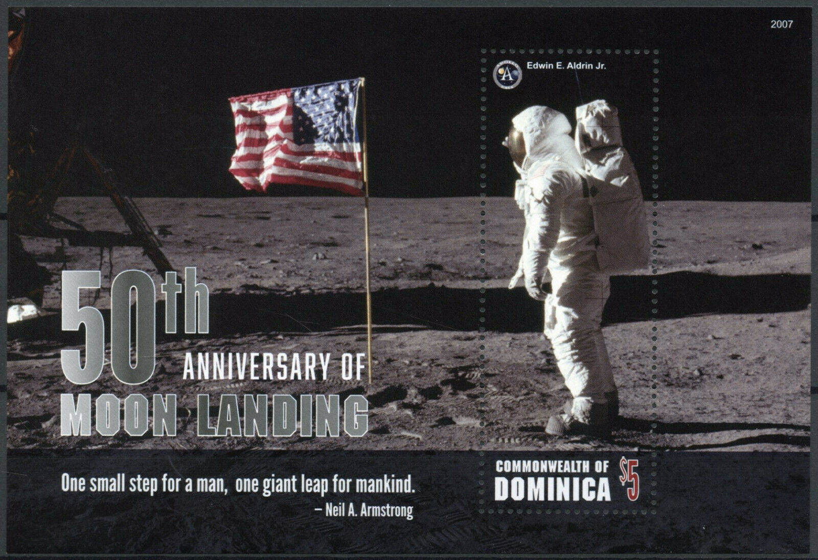 Dominica 2020 MNH Space Stamps Apollo 11 Moon Landing 50th Anniv Buzz Aldrin 1v S/S