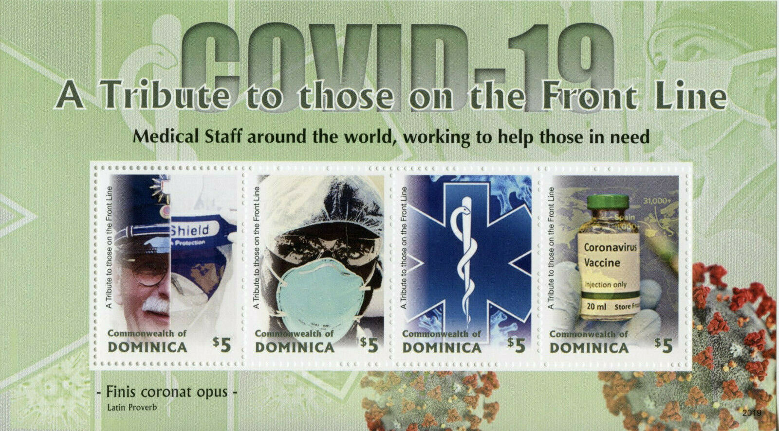 Dominica 2020 MNH Medical Stamps Corona Tribute to Front Line Covid-19 Covid 4v M/S