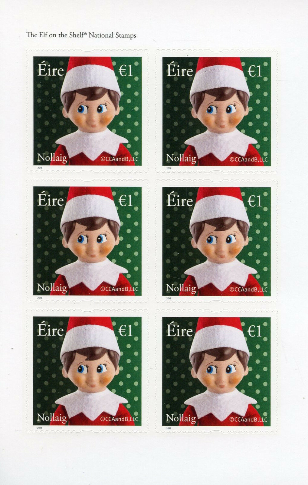 Ireland 2018 MNH Elf on Shelf 6v S/A M/S + Postcards Pack Christmas Stamps