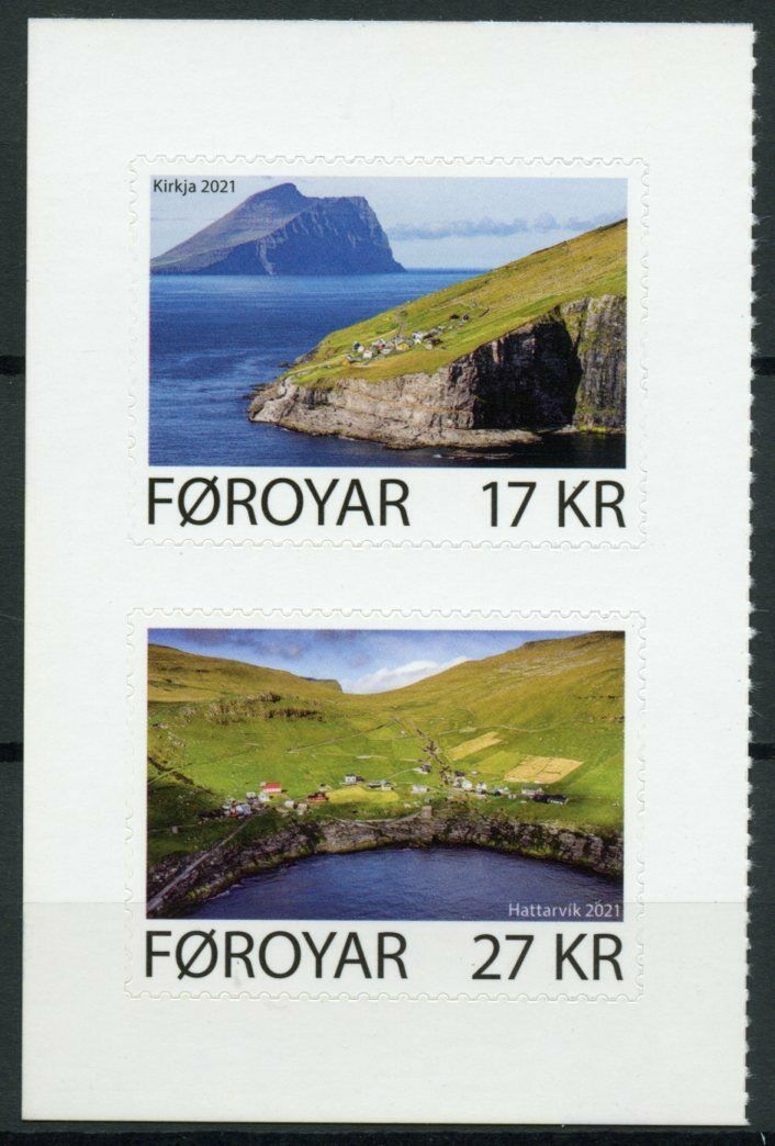Faroes Faroe Islands Landscapes Stamps 2021 MNH Kirkja & Hattarvik 2v S/A Set