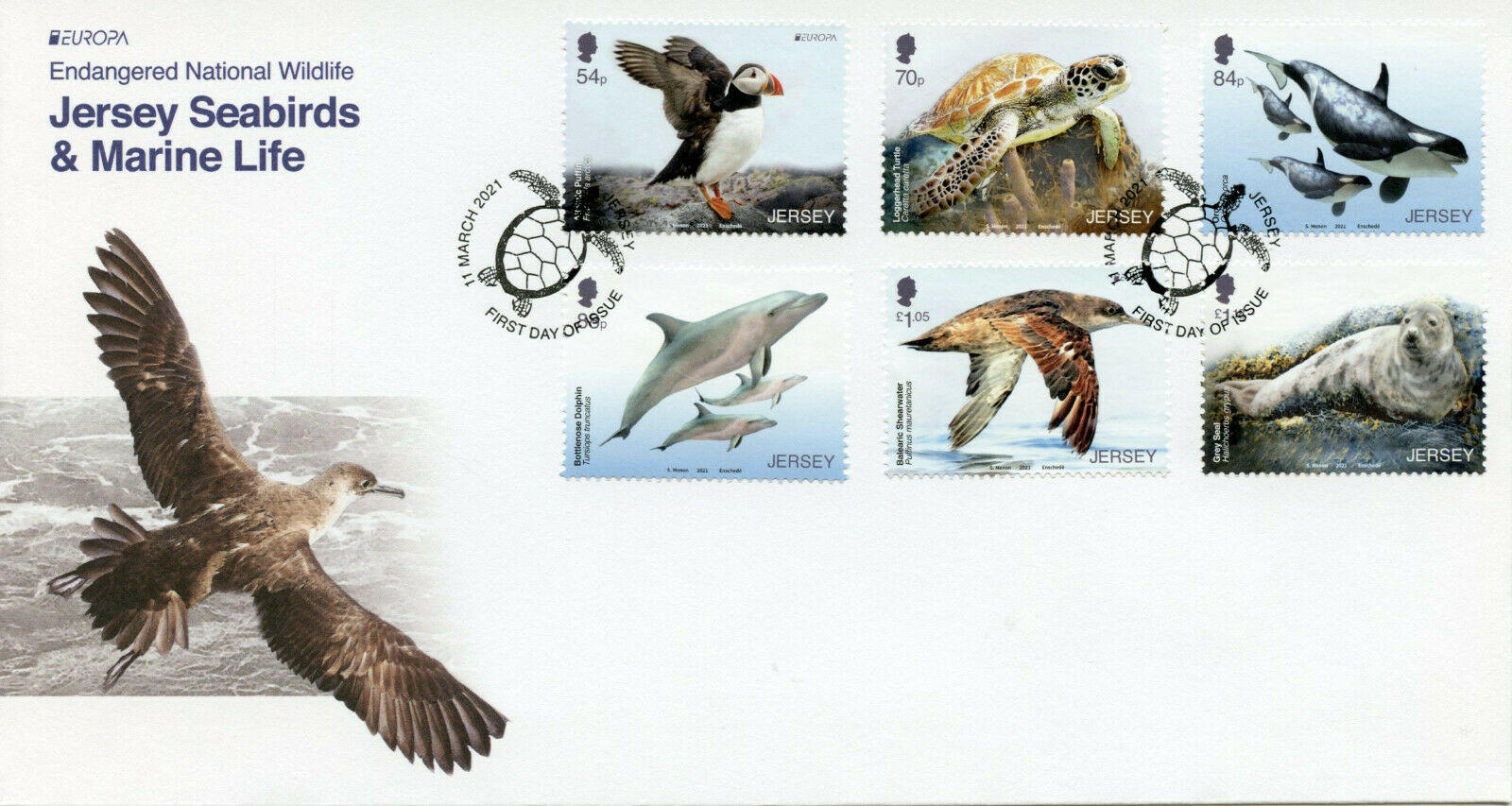 Jersey Europa Stamps 2021 FDC Endangered National Wildlife Birds Turtles 6v Set