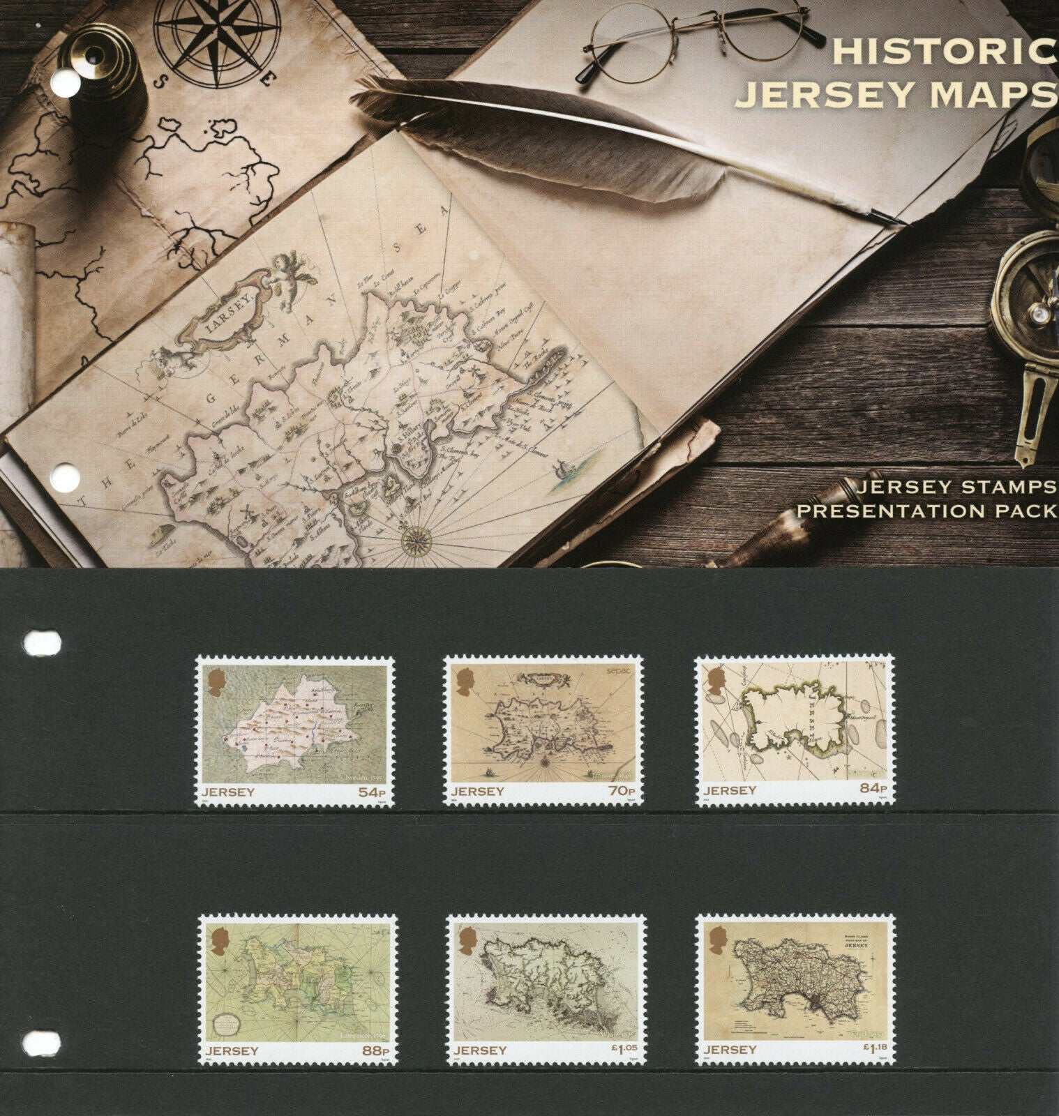 Jersey Cartography Stamps 2021 MNH Historic Jersey Maps 6v Set Presentation Pack