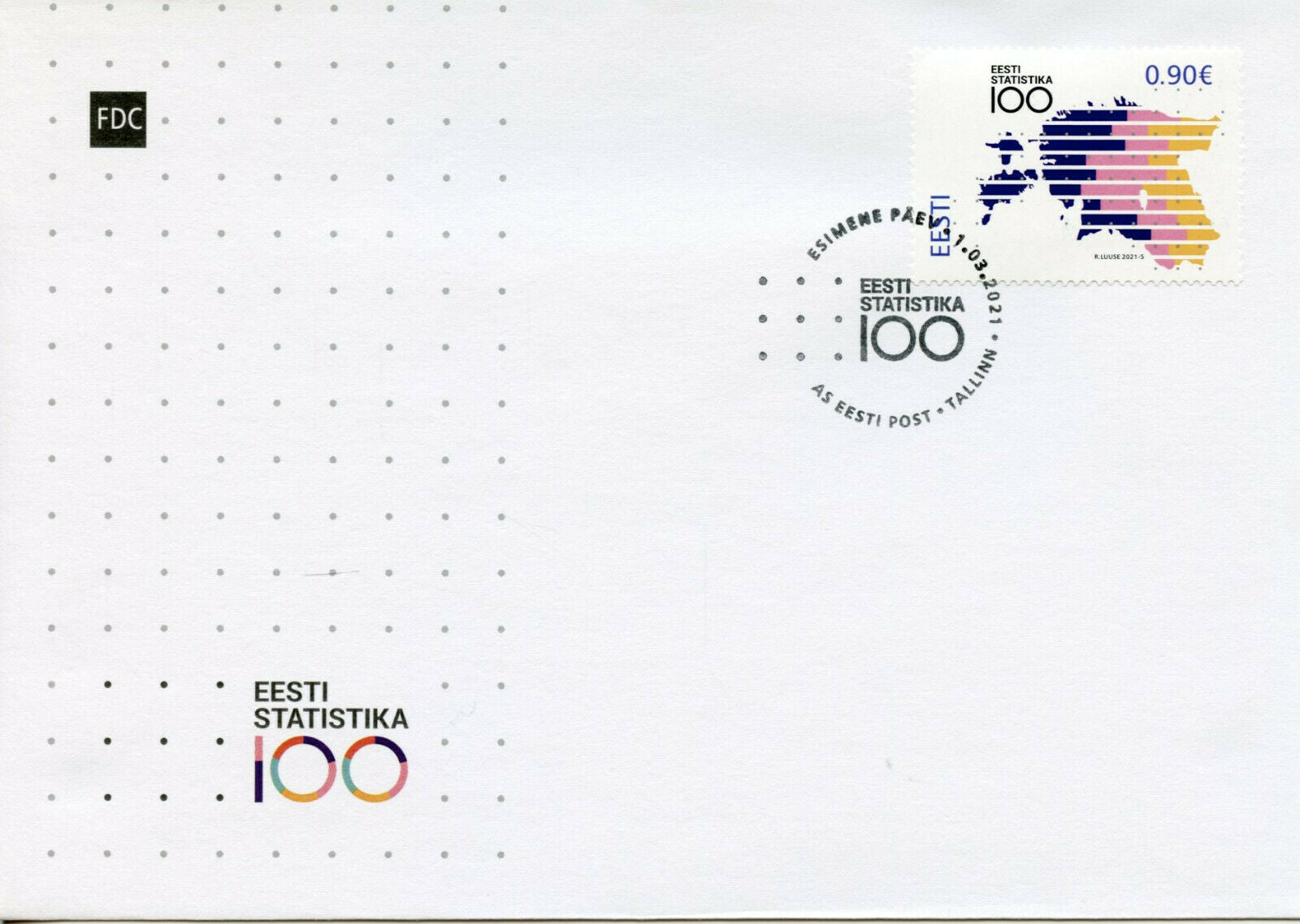 Estonia Stamps 2021 FDC Estonian Statistics 100 Years Mathematics Maps 1v Set