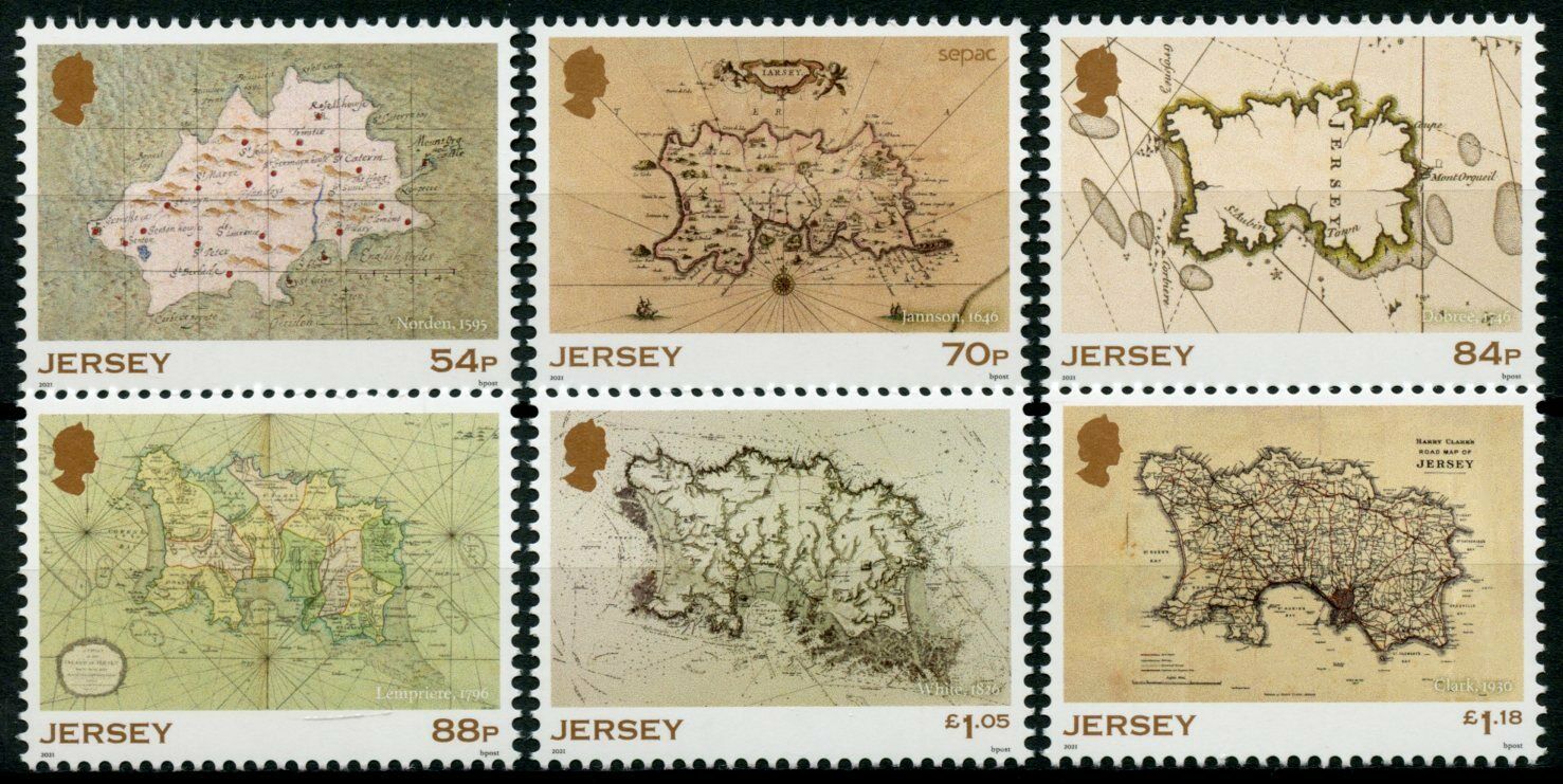 Jersey Cartography Stamps 2021 MNH Historic Jersey Maps Geography 6v Set