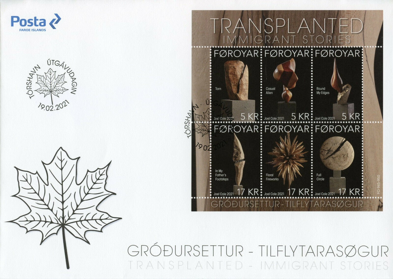 Faroes Faroe Islands Art Stamps 2021 FDC Transplanted Immigrant Stories 6v M/S