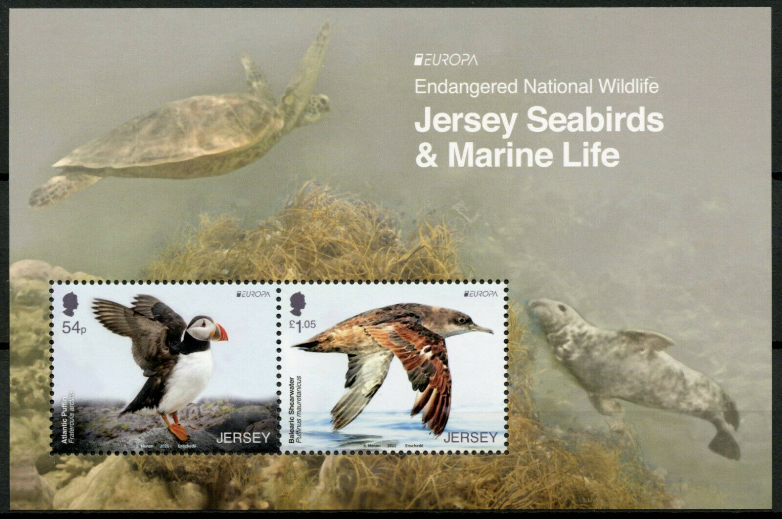 Jersey 2021 MNH Europa Stamps Endangered National Wildlife Birds Puffins 2v M/S
