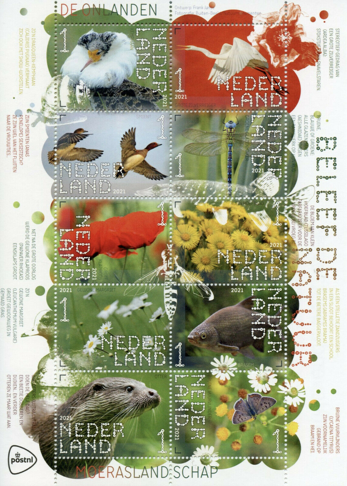 Netherlands Stamps 2021 MNH Experience Nature Onlanden Birds Fish Flowers 10v MS