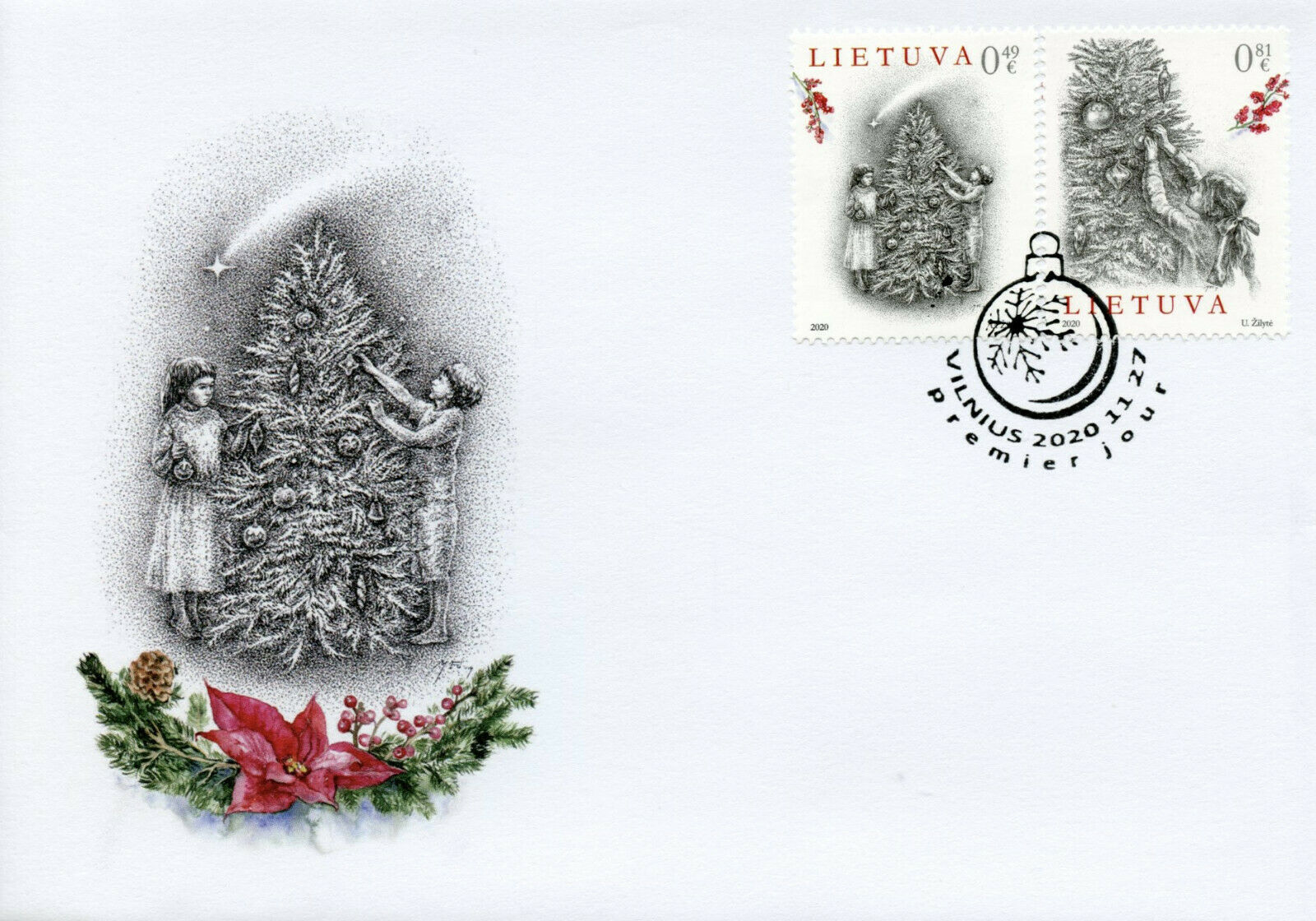 Lithuania Christmas Stamps 2020 FDC New Year Christmas Trees 1v Set