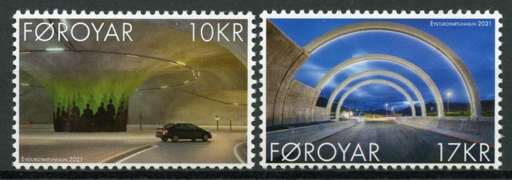 Faroes Faroe Islands Architecture Stamps 2021 MNH Esturoy Tunnel Tunnels 2v Set