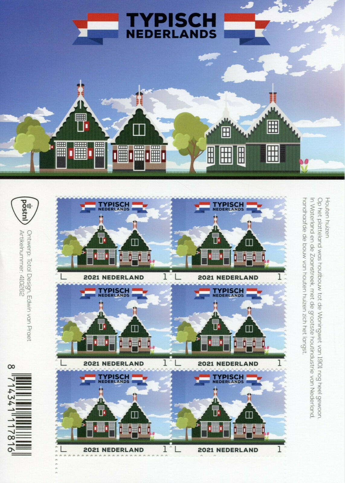Netherlands Architecture Stamps 2021 MNH Wooden Houses Typically Dutch 6v M/S