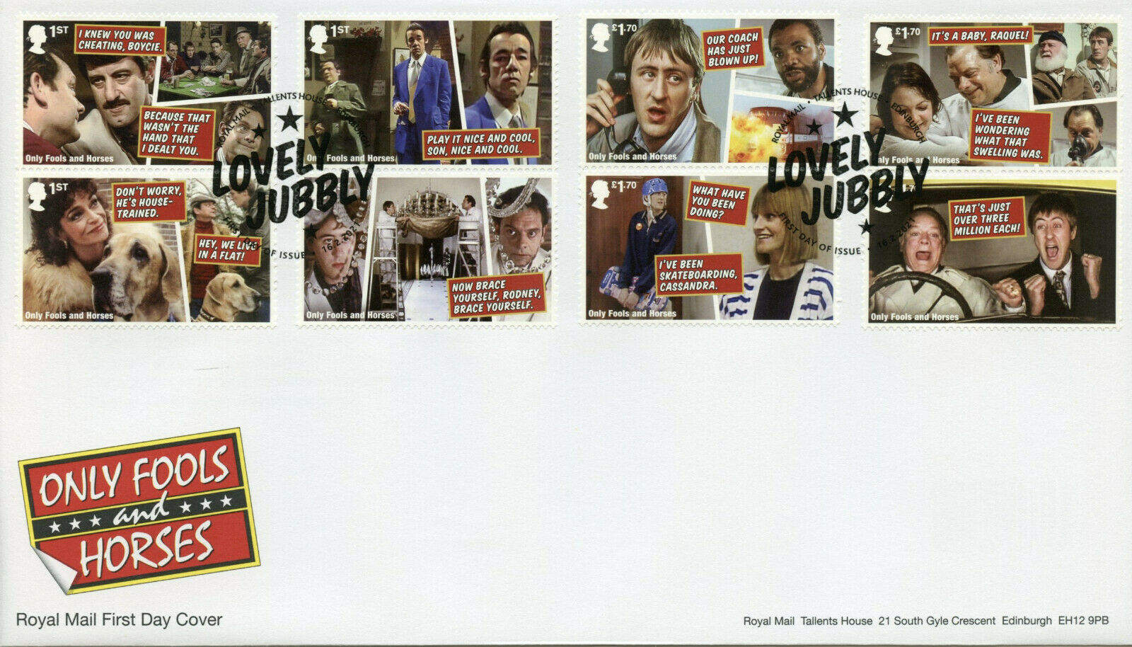 GB Stamps 2021 FDC Only Fools & Horses TV Series Del Boy Rodney 8v Set in Pairs