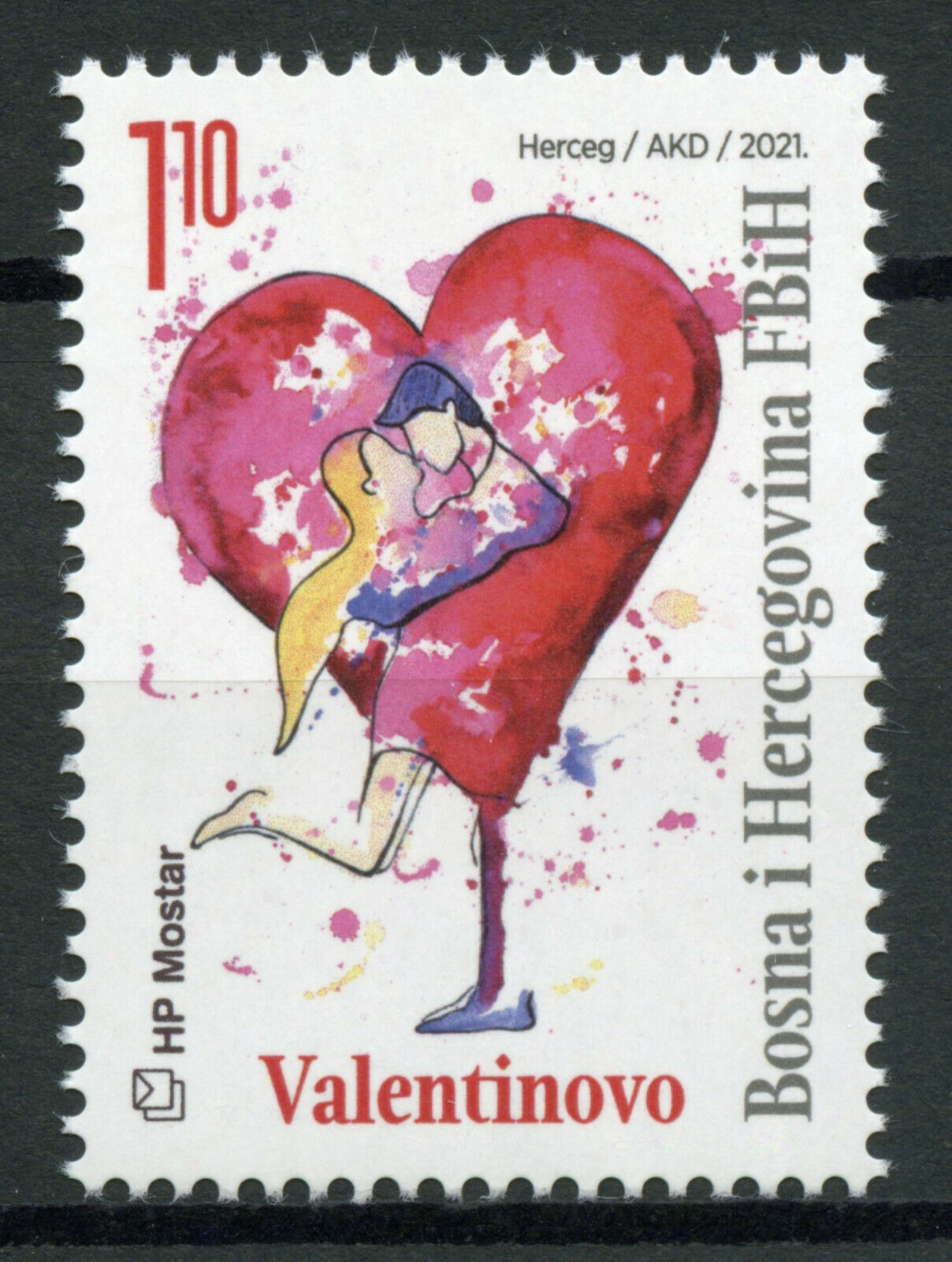 Bosnia & Herzegovina Greetings Stamps 2021 MNH Valentine's Day Hearts 1v Set