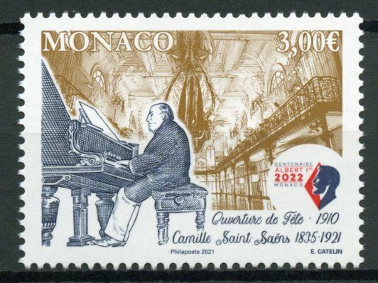 Monaco Music Stamps 2021 MNH Camille Saint-Saens Composers Memorial Cent 1v Set