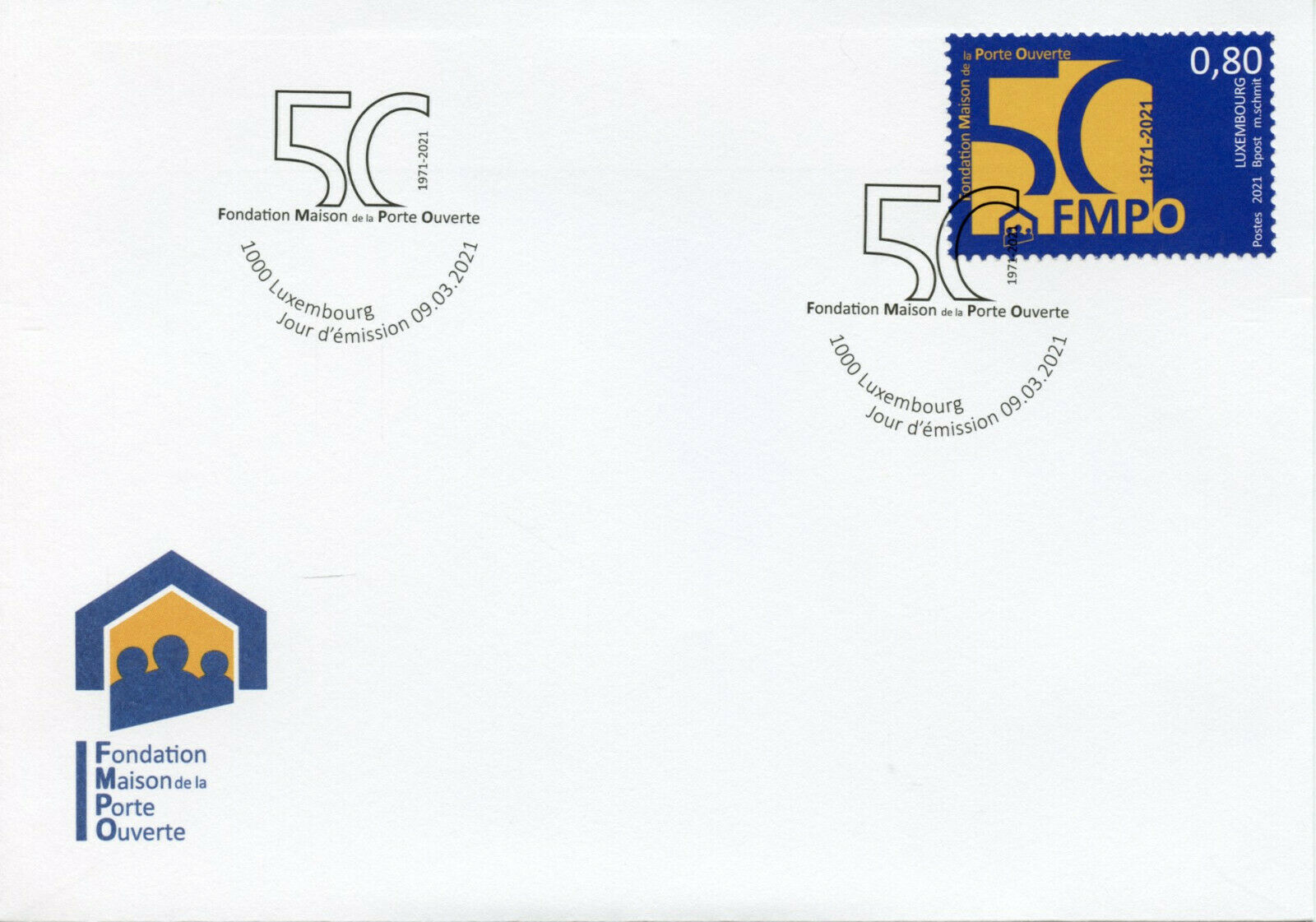 Luxembourg Stamps 2021 FDC Fondation Maison de la Porte Ouverte FMPO 1v Set