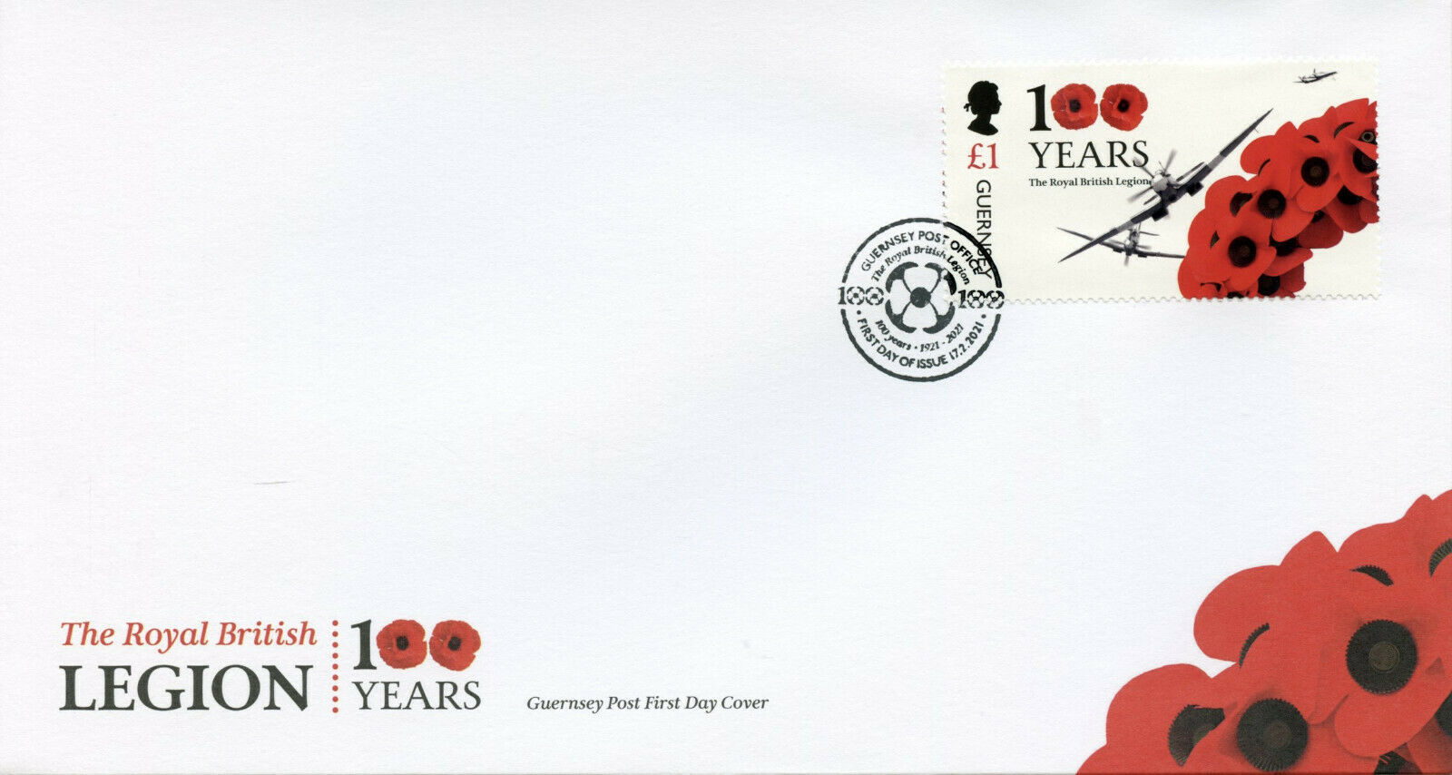 Guernsey Military Stamps 2021 FDC Royal British Legion Part I Aviation 1v Set