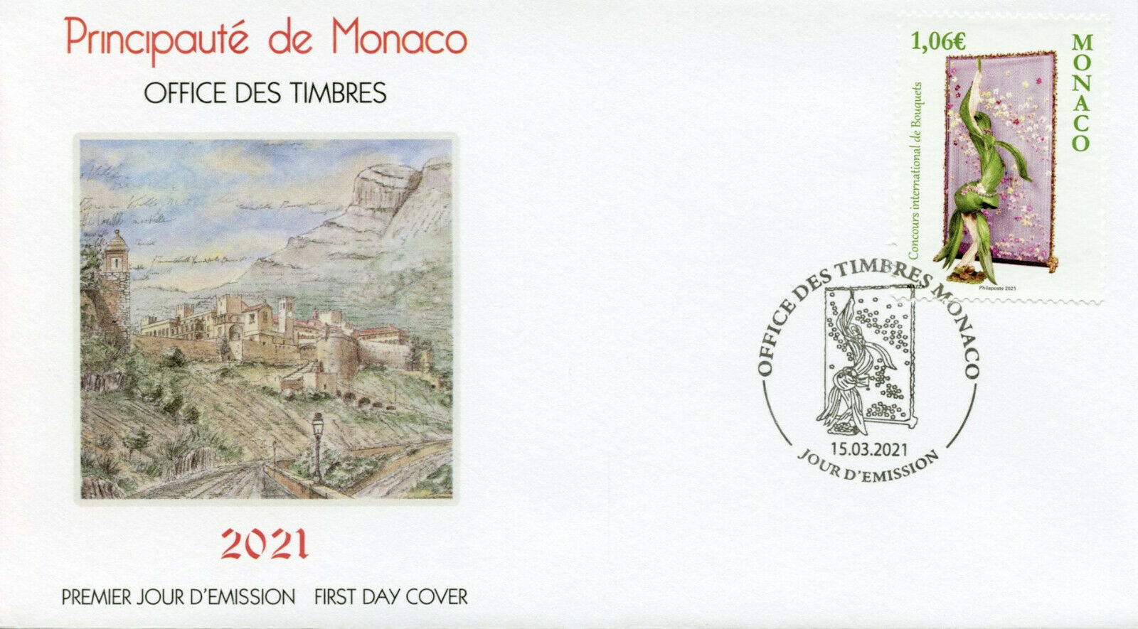 Monaco Flowers Stamps 2021 FDC International Bouquet Competition Nature 1v Set