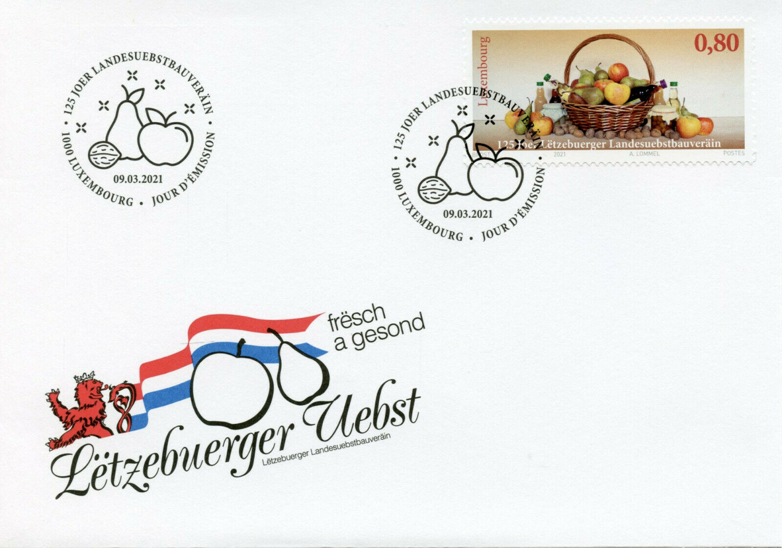 Luxembourg Fruits Stamps 2021 FDC Letzebuerger Landesuebstbauverain 1v Set