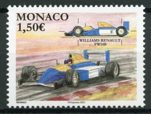 Monaco Sports Stamps 2021 FDC Legendary Race Cars Williams Renault FW14B 1v Set