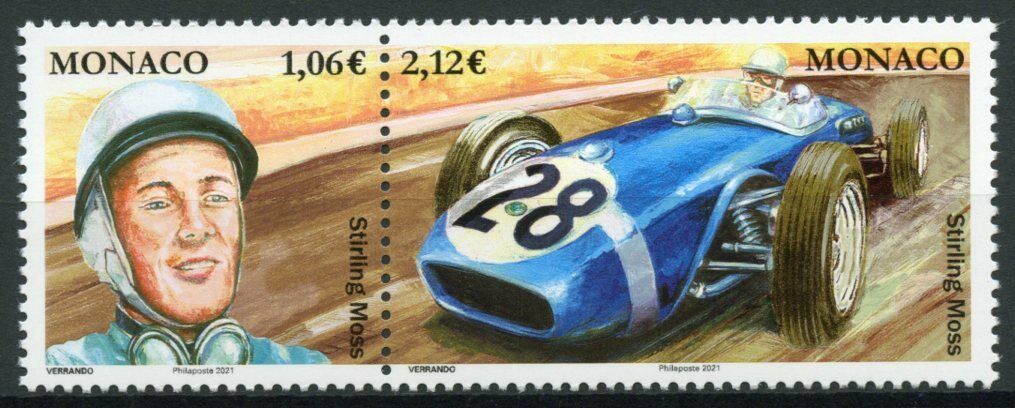 Monaco Sports Stamps 2021 MNH Legendary F1 Drivers Stirling Moss Cars 2v Set