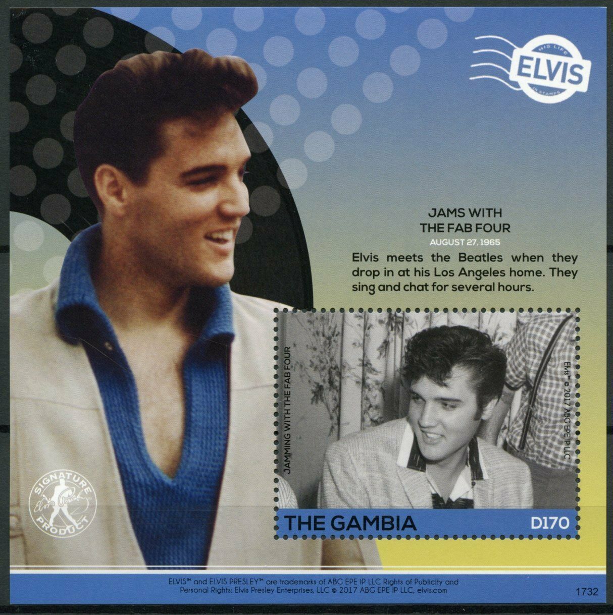 Gambia 2017 MNH Elvis Presley His Life in Stamps Beatles Music 1v S/S I