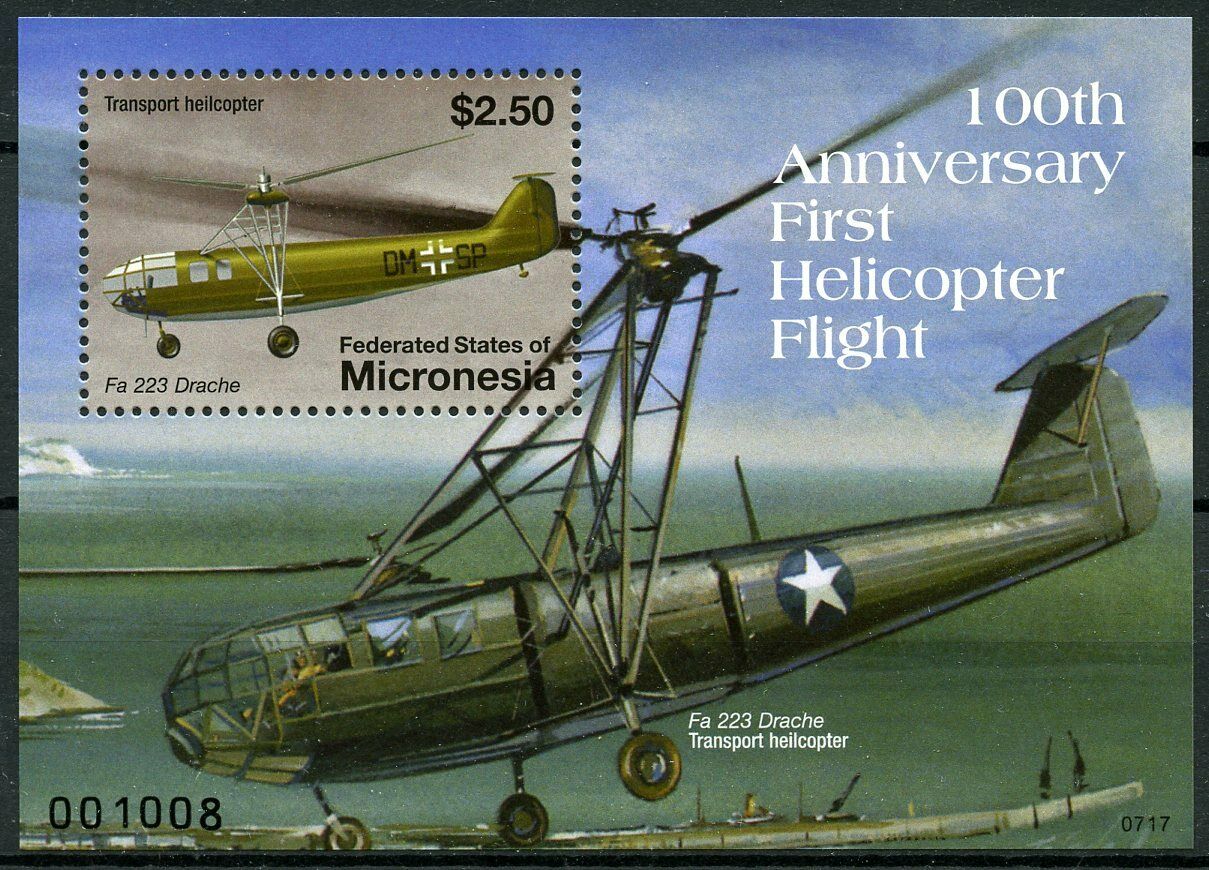 Micronesia 2007 MNH Aviation Stamps First Helicopter Flight Helicopters 1v S/S