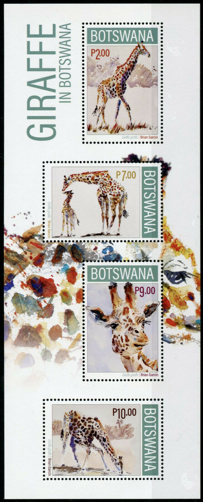 Botswana Wild Animals Stamps 2020 MNH Giraffes Giraffe Fauna 4v M/S