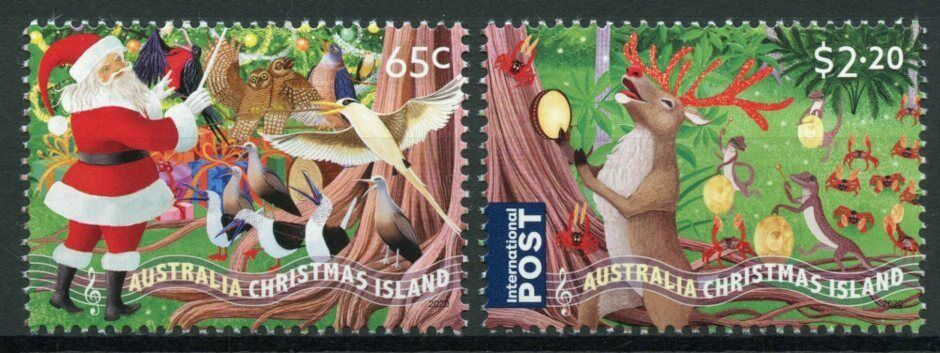 Christmas Island Christmas Stamps 2020 MNH Santa Crabs Birds Animals 2v Set