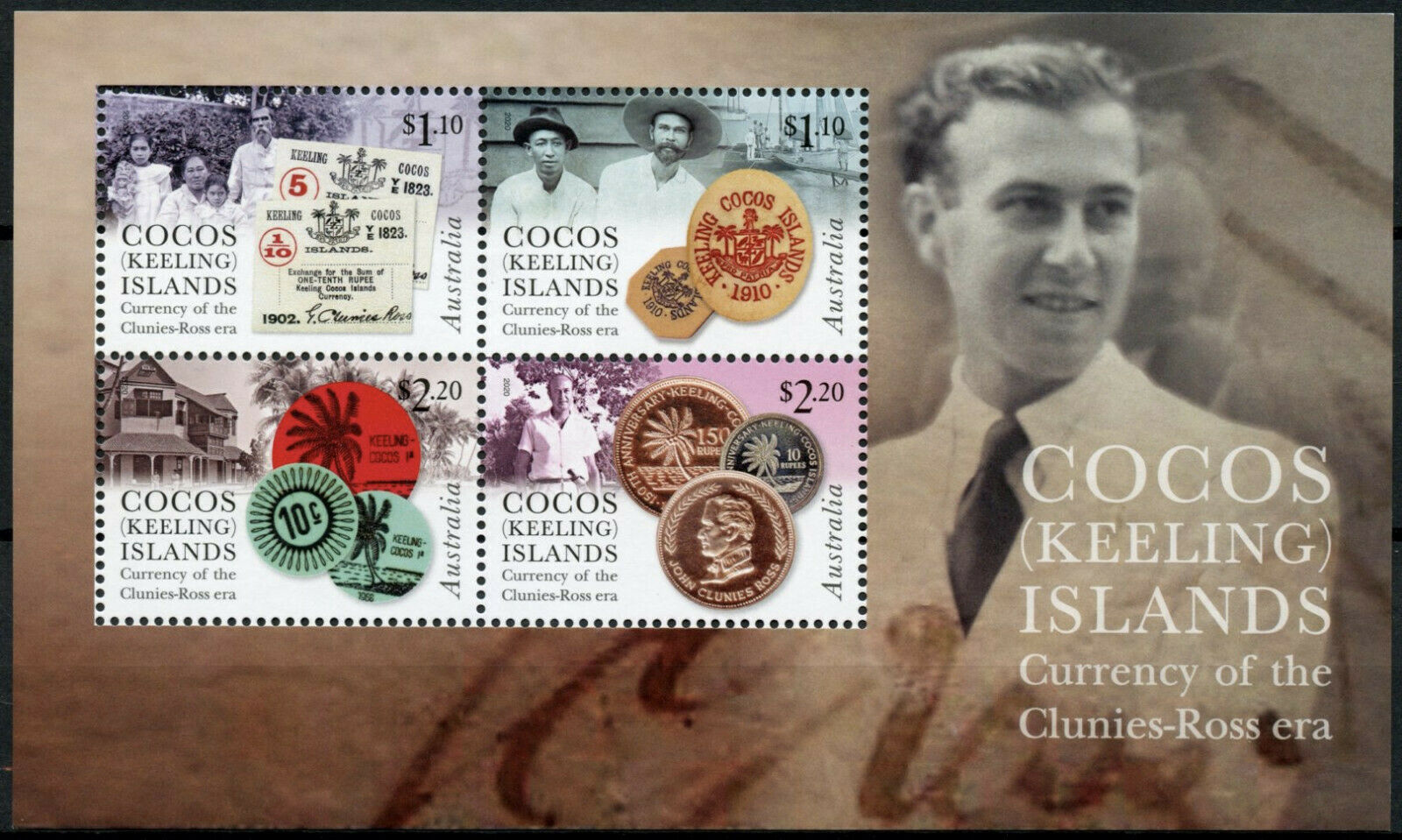 Cocos Keeling Islands Coins on Stamps 2020 MNH Currency Clunies-Ross Era 4v M/S