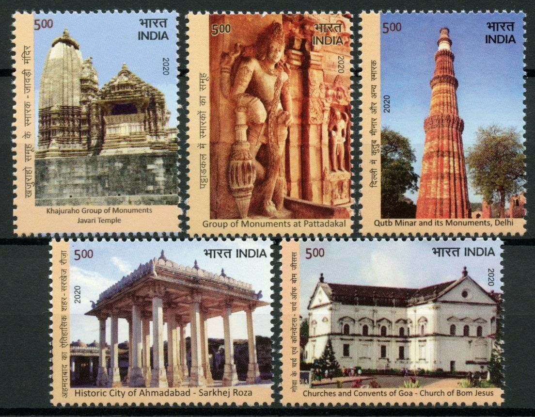 India UNESCO Stamps 2020 MNH World Heritage Sites Part II Temples Tourism 5v Set