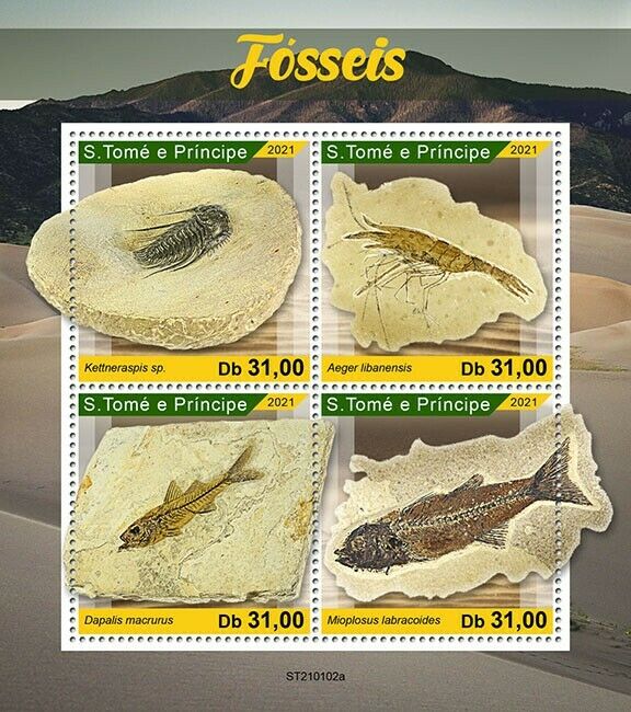 Sao Tome & Principe 2021 MNH Fossils Stamps Prehistoric Animals Trilobites 4v MS